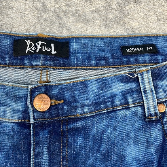 Refuel Denim Faded Acid Wash Jeans Blue Sz 46x32 - Picture 5 of 10